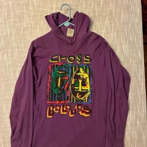 Vintage Cross Colours Long Sleeve Graphic Hoodie, Purple, Size Large - 90s Stree